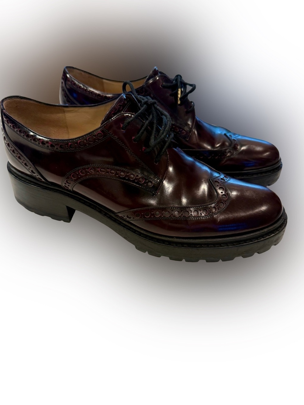 Michael Kors Women’s Oxford Leather Shoes Chunky Sole Oxblood Italy Sz 8 EUC